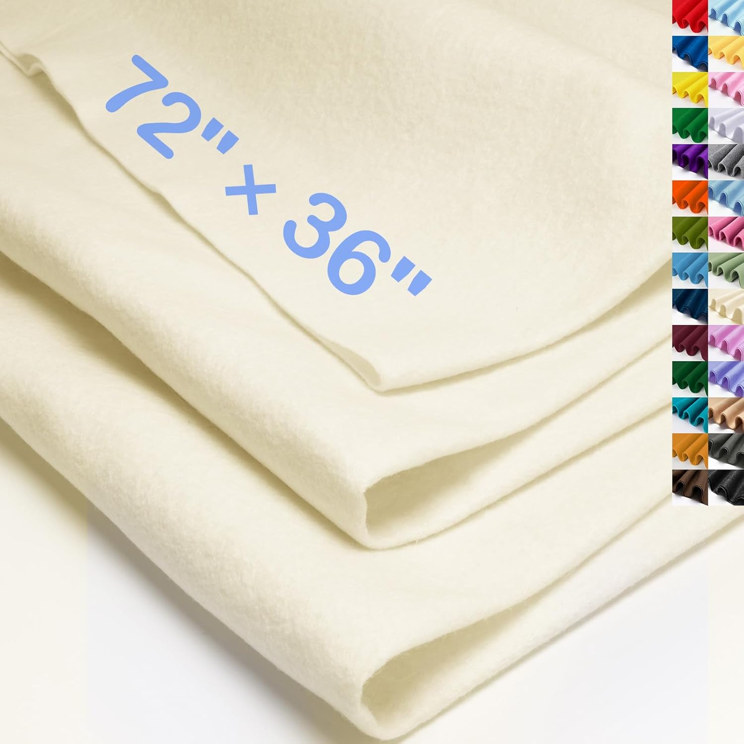 XSEINO Ivory Large Felt Fabric 72" X 36 "(2 Square Yards), 1.4 mm Thick Soft Felt Fabric...