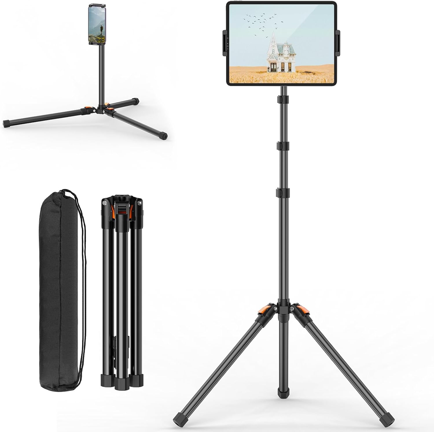 XXZU 72in Tablet Floor Stand Tripod,Tablet Stand Floor with 360° Ball Head,Height...
