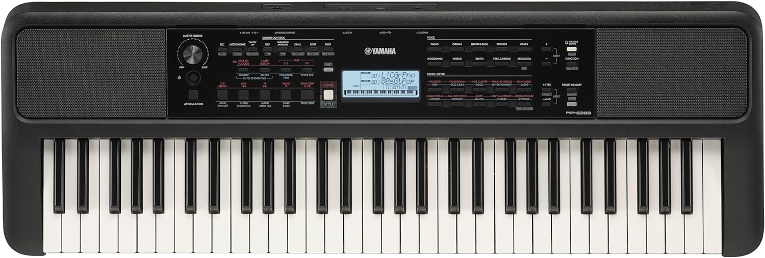 Yamaha 61 Touch Sensitive Keys Portable Keyboard for Beginners with Music Rest, Power...