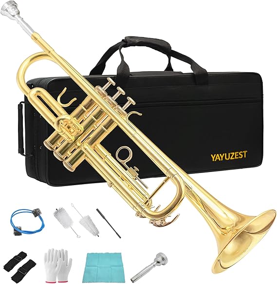 YAYUZEST Bb Standard Trumpet Set for Beginner and Advanced Student, Brass Student Trumpet...