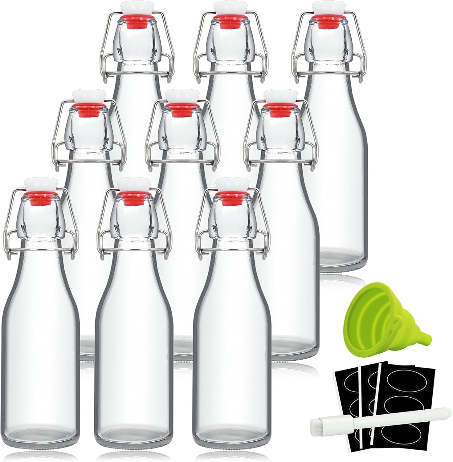 YEBODA 8oz Swing Top Bottles - Glass Beer Bottle with Airtight Rubber Seal Flip Caps for...