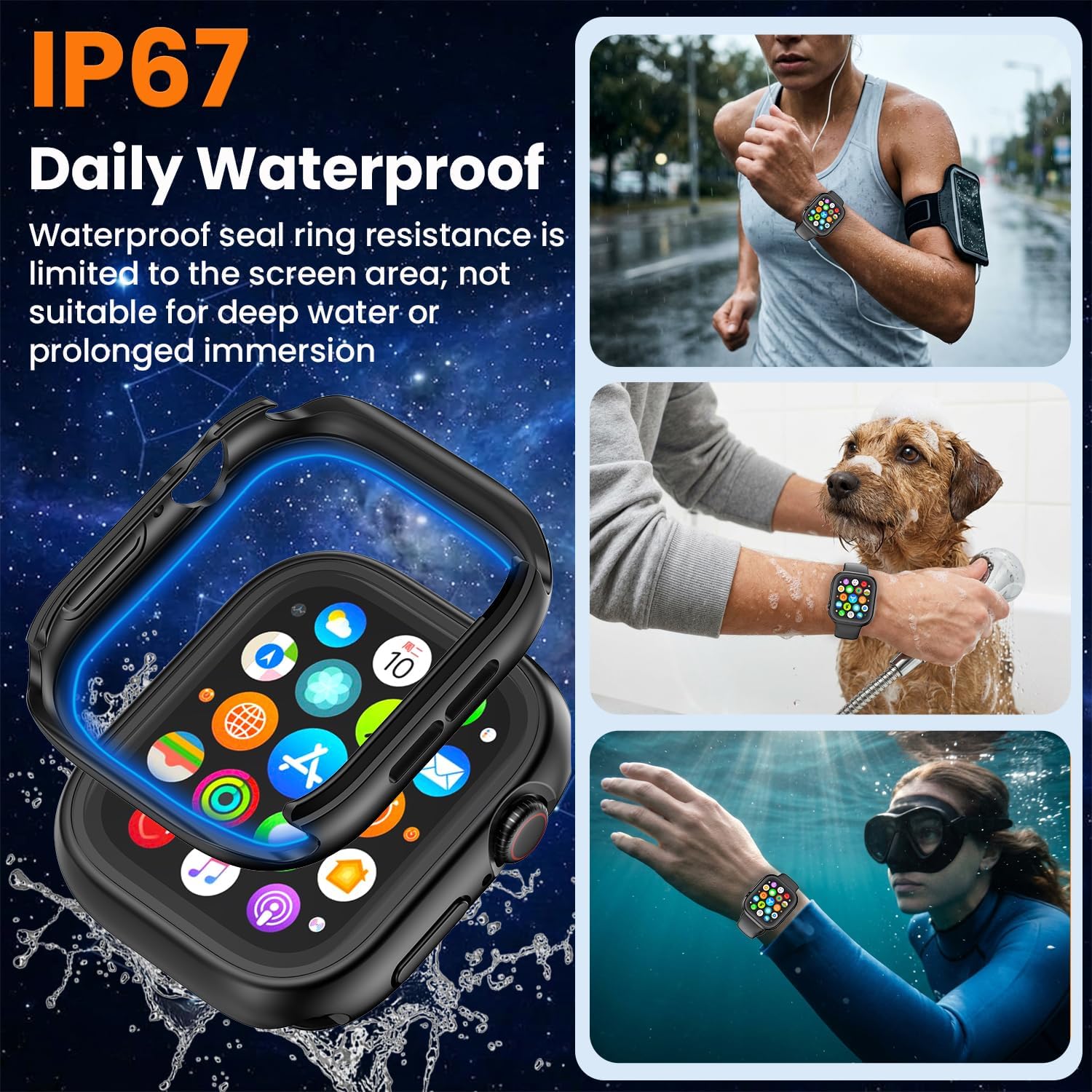 YIJDACASE [3 in 1] Waterproof Case for Apple Watch SE 3/SE 2/SE,Series 6/5/4 40mm,Built-in... image