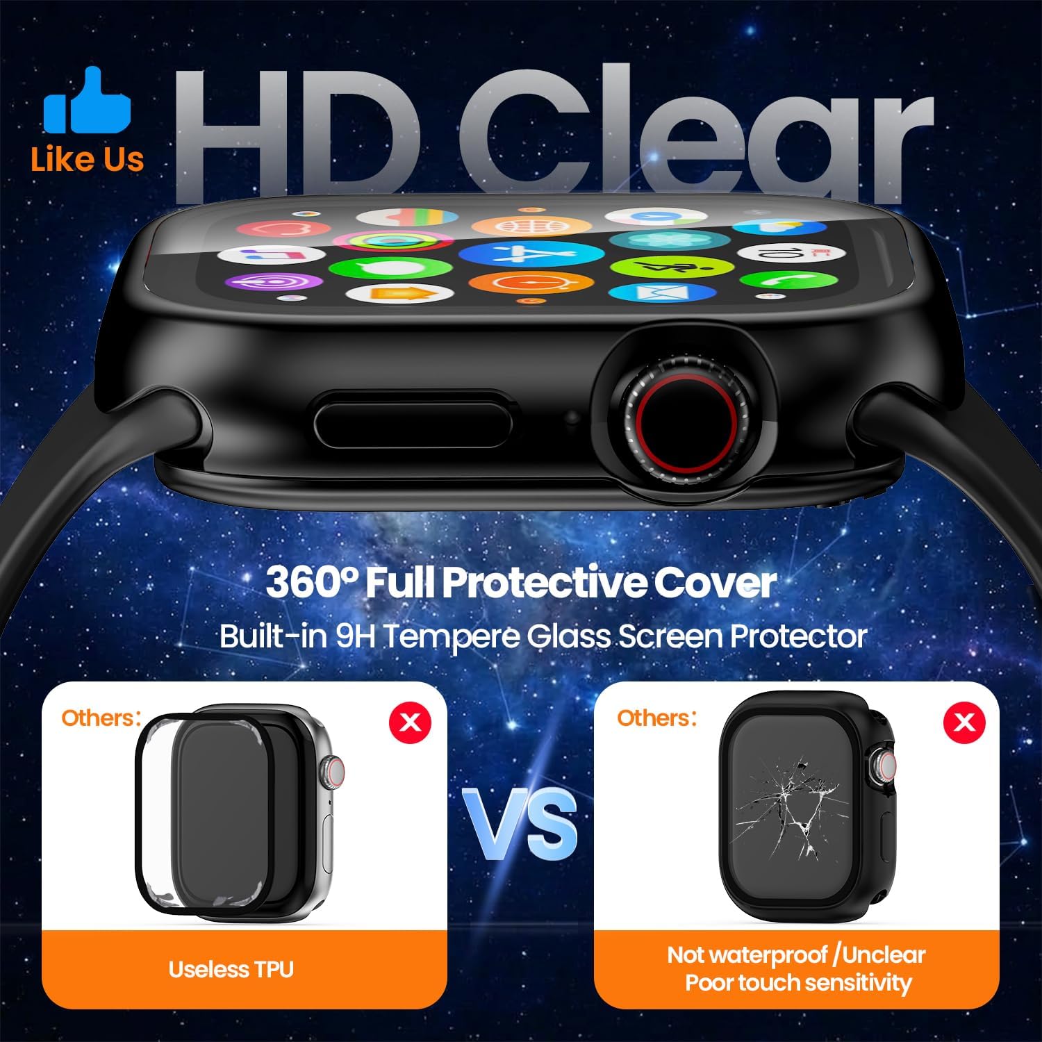 YIJDACASE [3 in 1] Waterproof Case for Apple Watch SE 3/SE 2/SE,Series 6/5/4 40mm,Built-in... image