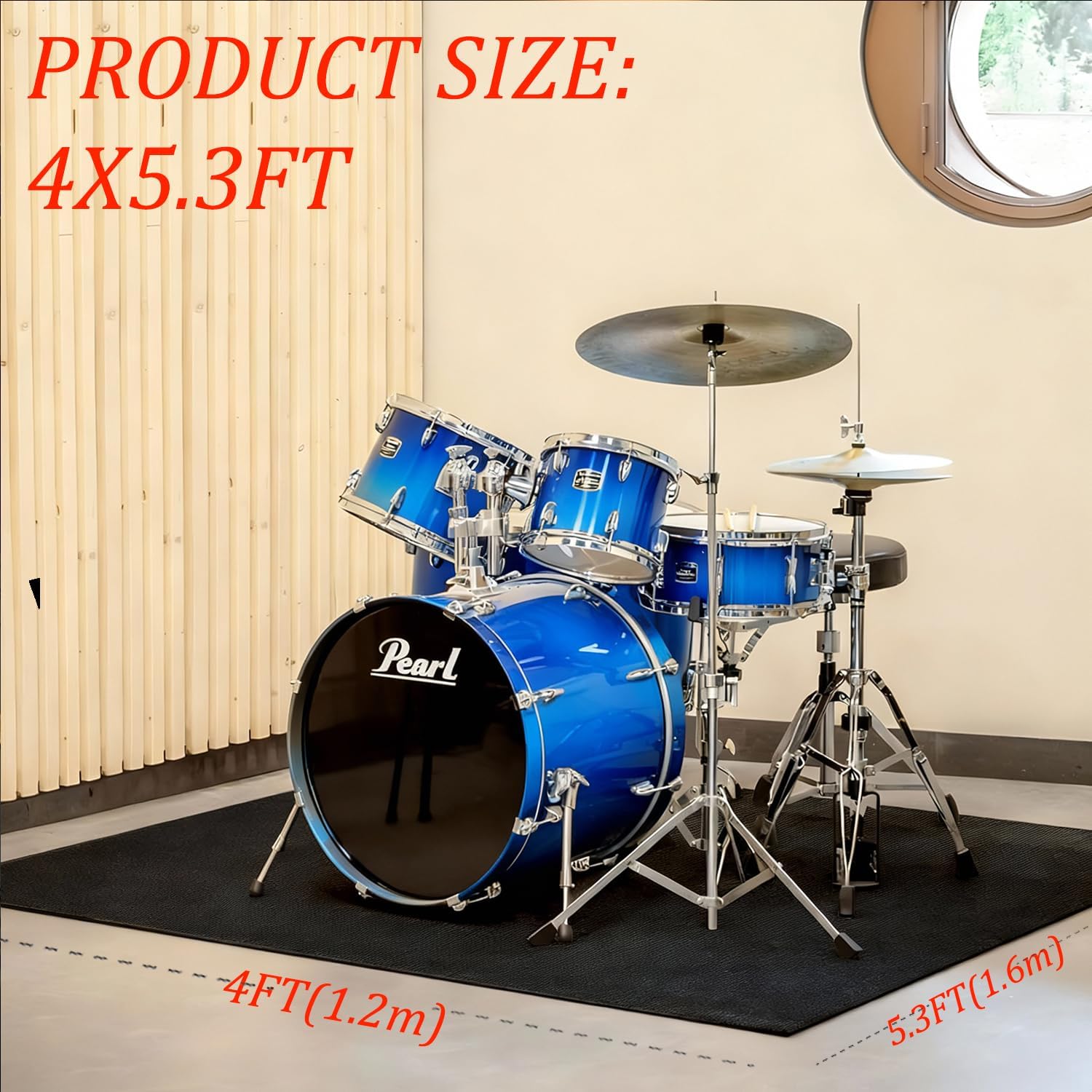 yongjoy Music Rug for Drummers, 4x5.3 Ft Non-Slip Drum Mat | Compact size, noise reduction... image