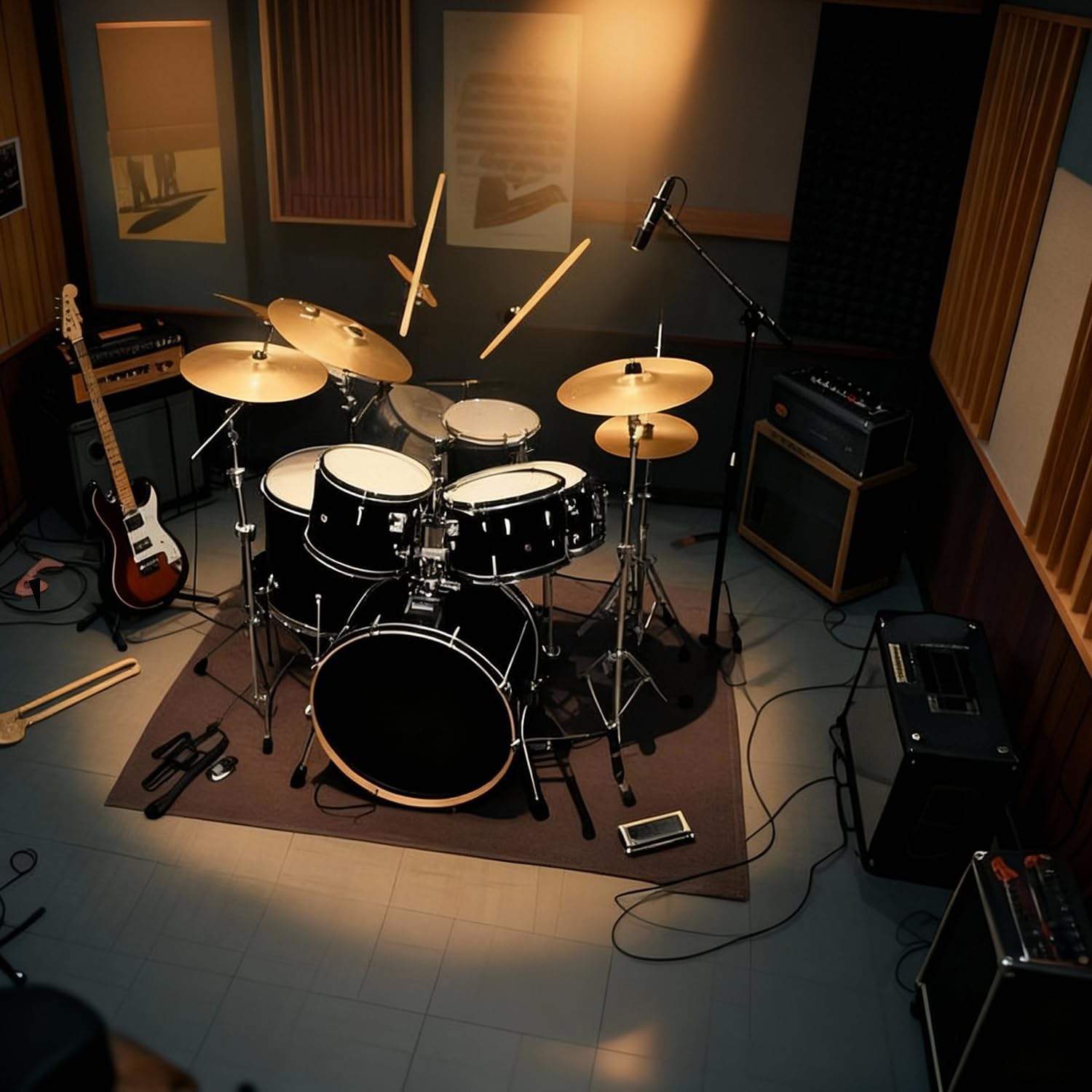 yongjoy Music Rug for Drummers, 4x5.3 Ft Non-Slip Drum Mat | Compact size, noise reduction... image