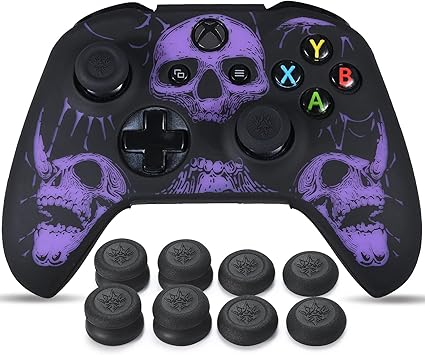 YoRHa Laser Carving Silicone Skin for Xbox One S/X Controller x 1(Skulls Purple) with...