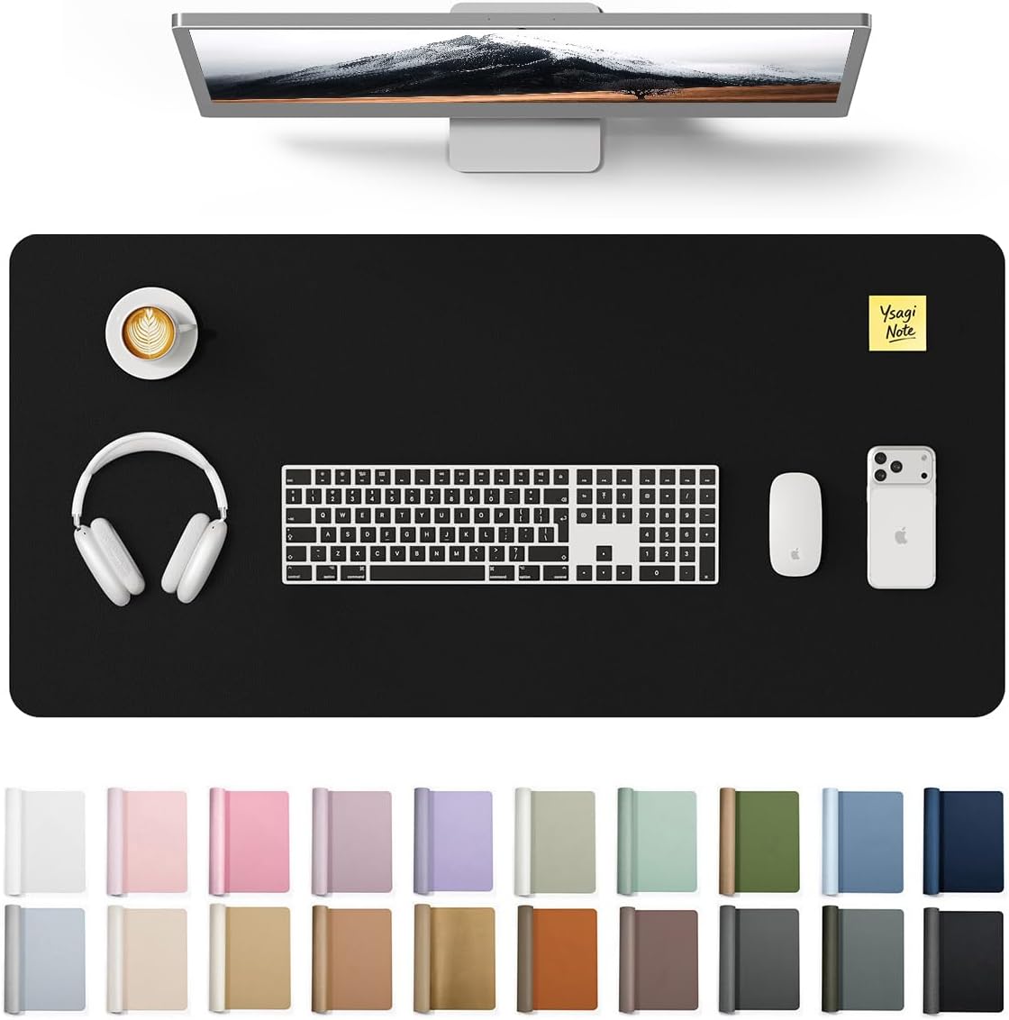 YSAGi Leather Desk Protector, Office Mat, Large Mouse Mat, Non-Slip PU Leather Blotter...