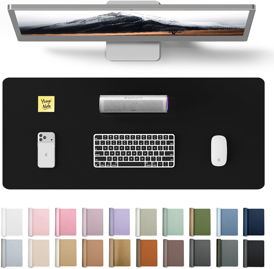 YSAGi Leather Office Desk Pad Protector, Large Mouse Pad, Non-Slip, PU Leather, Laptop Desk...