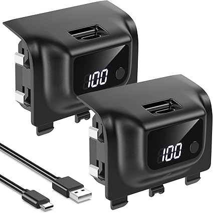 YUANHOT Rechargeable Battery Pack for Xbox Series X/S, LED Display 2 Pack 5180mWh Fast...