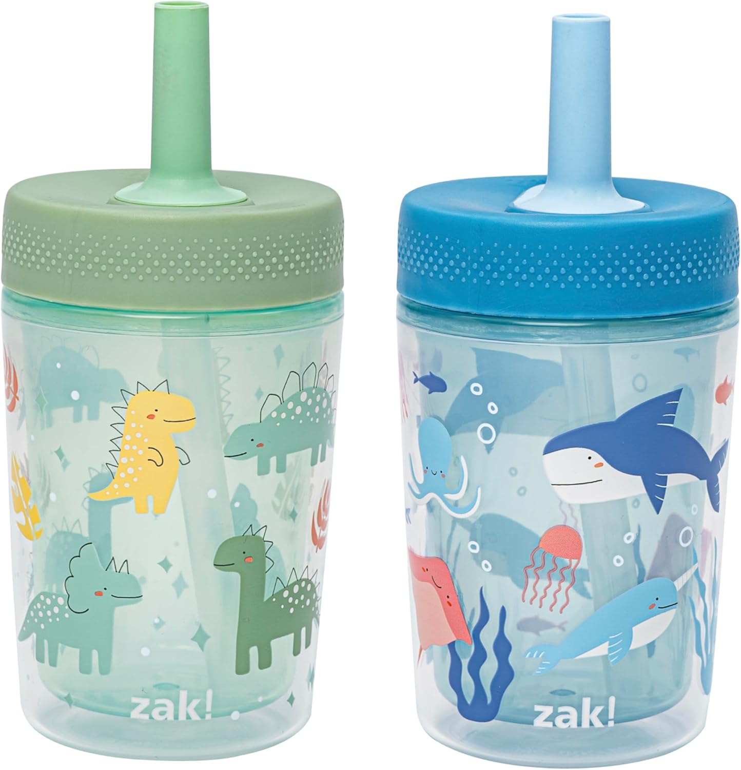 Zak Designs Capri Toddler Tumblers For Travel or At Home, 9oz 2-Pack Double Wall Plastic...