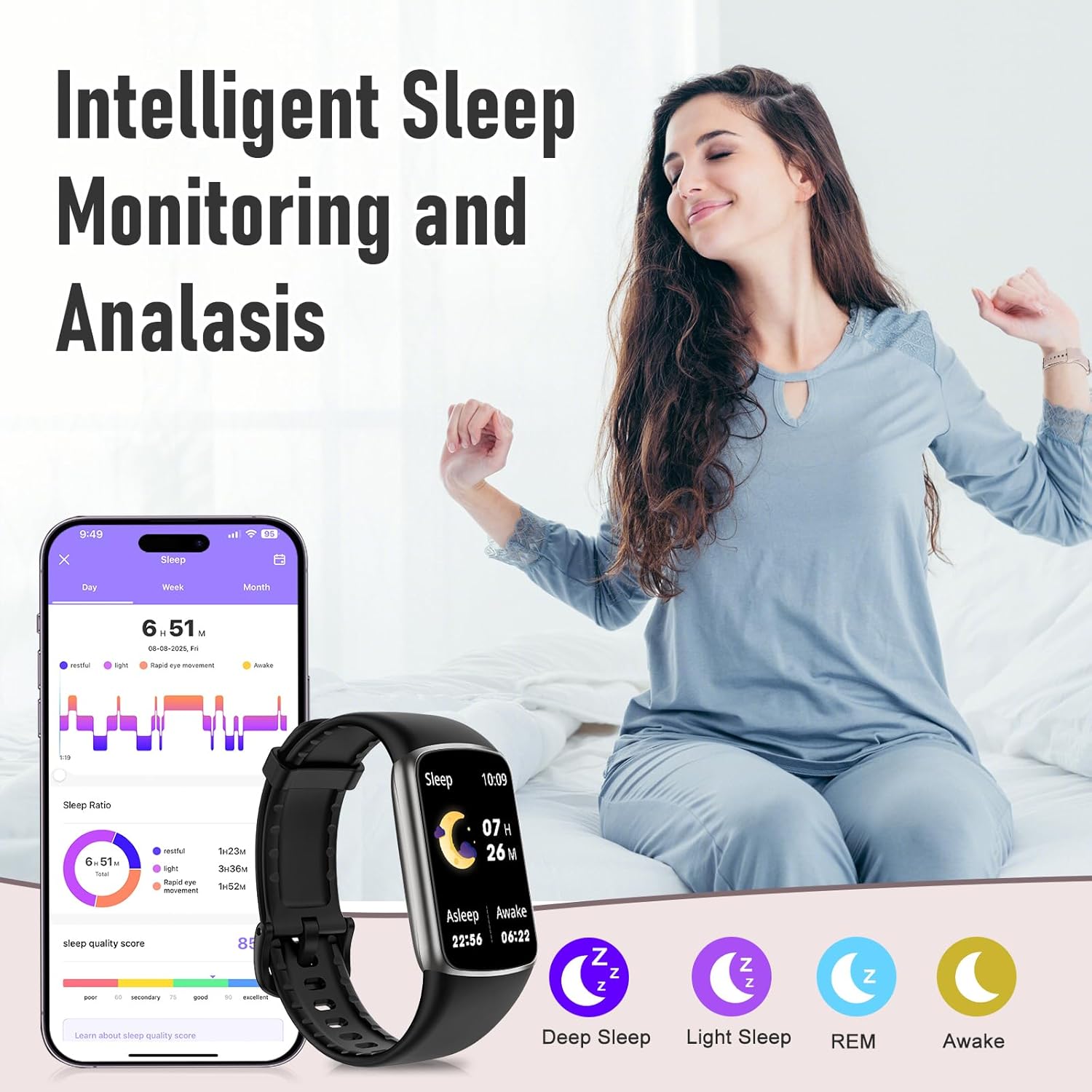 Zeacool Fitness Tracker with 24/7 Heart Rate, Blood Oxygen Sleep Monitor, 123 Sports Modes... image