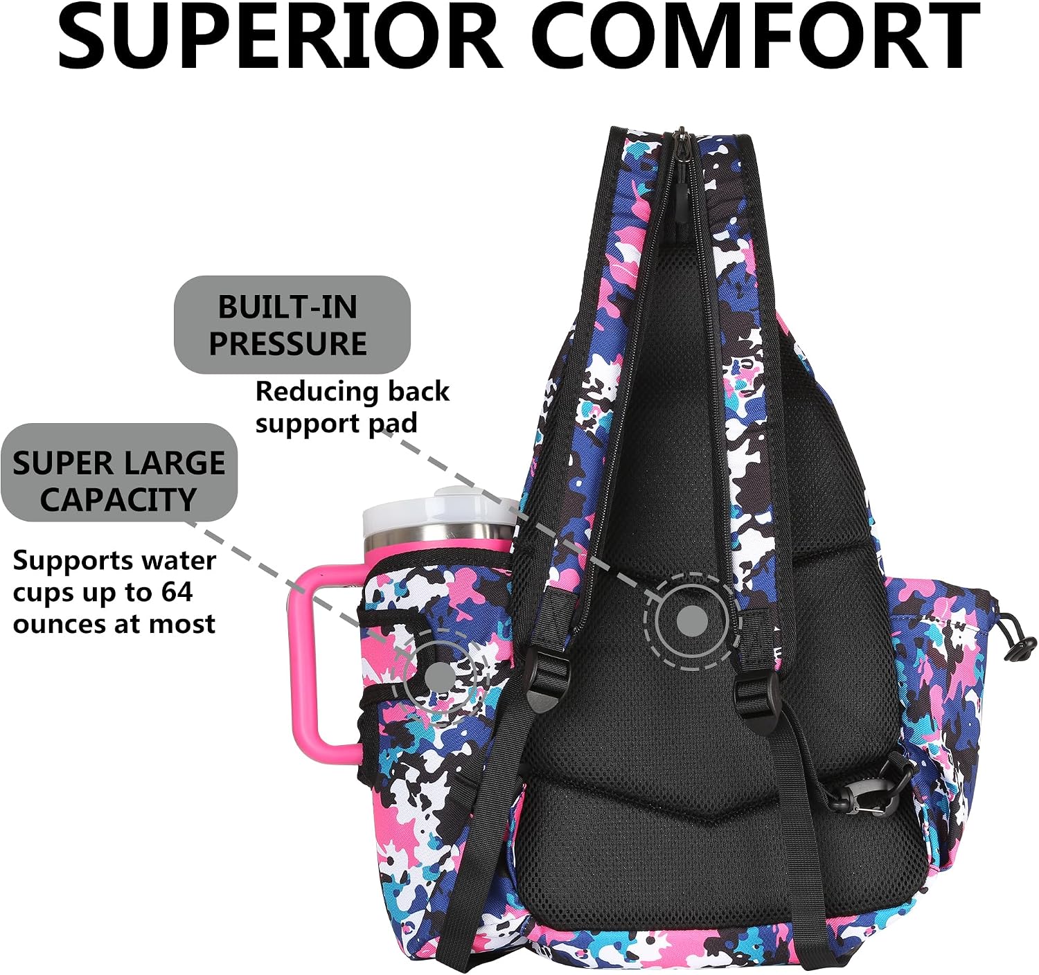 ZOEA Pickleball Backpack Bag for Men Women, Fits 40oz Tumbler, Holds 4 Paddles with Fence... image