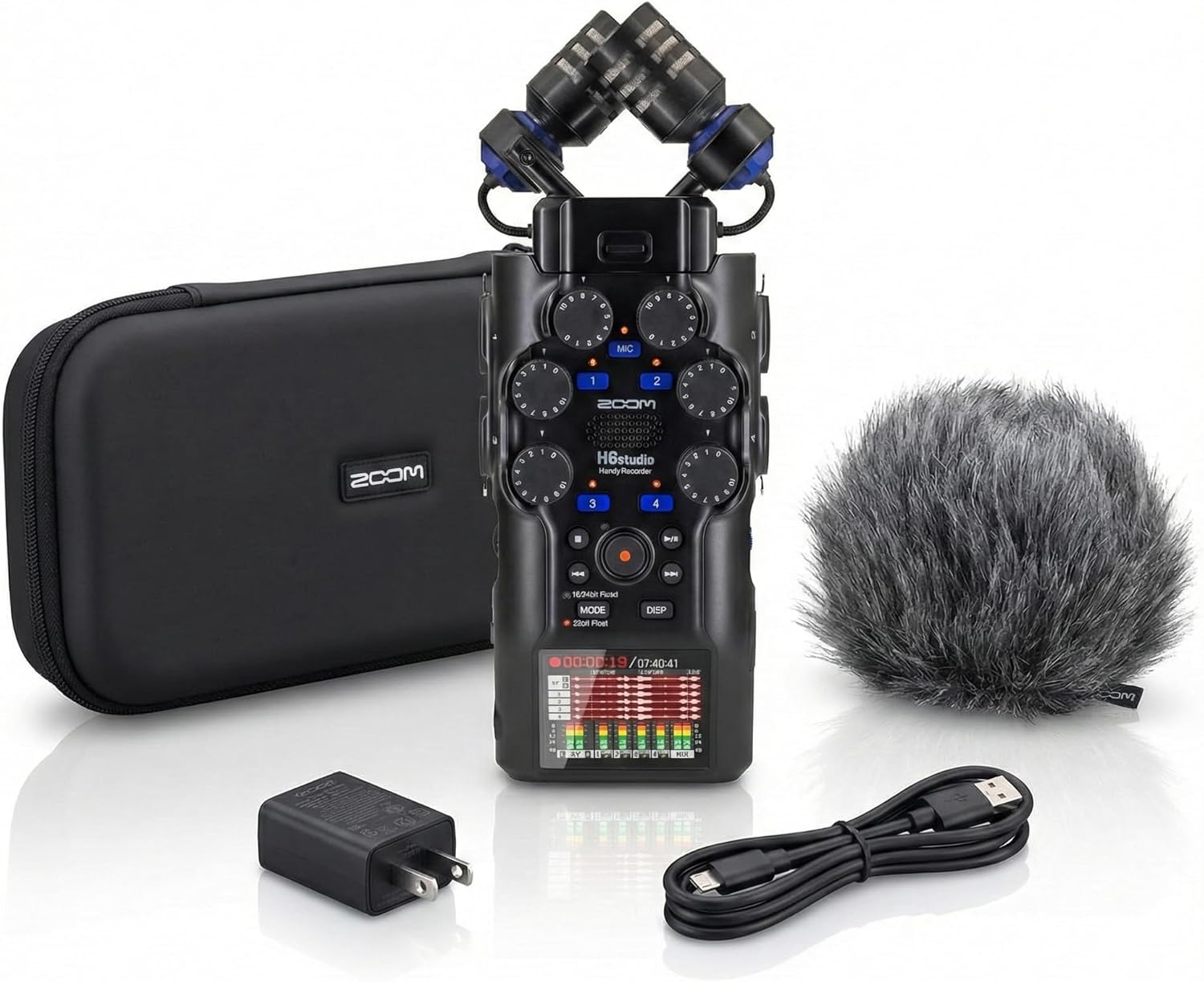 Zoom H6studio 8-Track 32-Bit Float Handy Recorder Bundle with APH-6st Accessory Pack with...