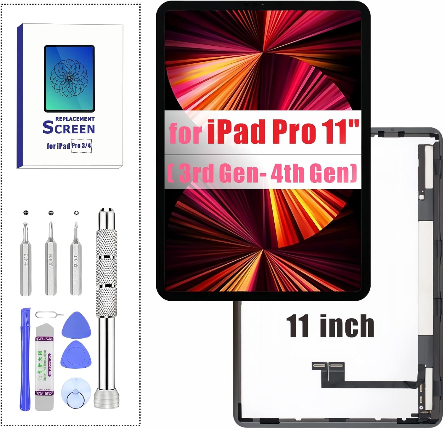 ZTR for iPad Pro 11 3rd Gen (2021) 4th Gen (2022) LCD Screen Replacement Assembly A2377...