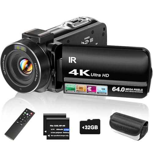 ZYDIIE 4K Video Camera Camcorder UHD 64MP Vlogging Camera for YouTube 18x Digital Zoom 3"... image