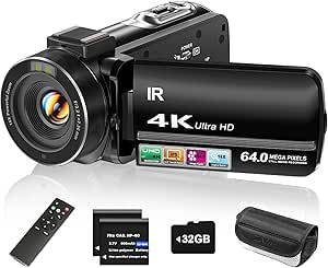 ZYDIIE 4K Video Camera Camcorder UHD 64MP Vlogging Camera for YouTube 18x Digital Zoom 3"...