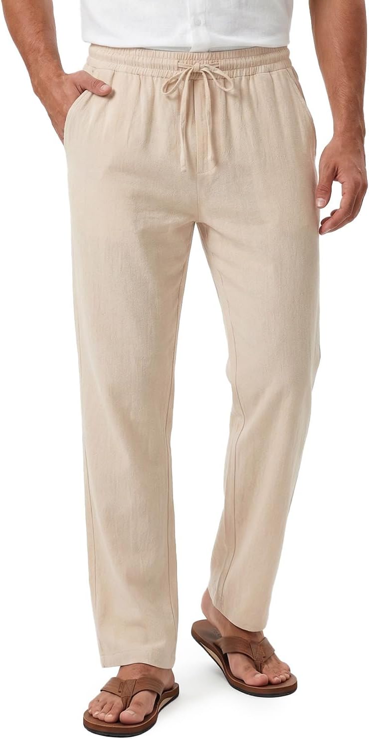 Zylioo Linen Pants for Tall Men 6Ft Height, Straight Leg Relaxed Fit Long Casual Trousers...
